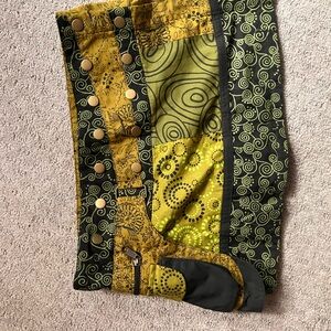 Bohemian Patchwork Skirt with Button Accents